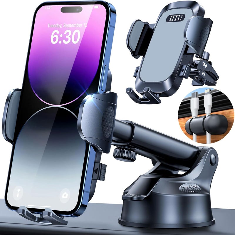HTU 【98+LBS Strongest Suction & Military-Grade】Ultimate Car Phone Mount【Patent & Safety Certs】 Cell Phone Holder Truck Stand for Dashboard Windshield Vent for iPhone 17 Pro Max 16 15 Samsung (Light Grey) - Image 1